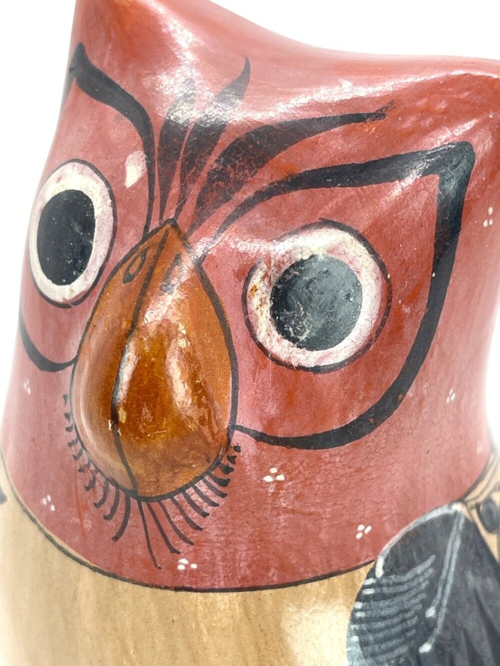 Tonala Owl Mexico Folk Art Pottery Bird Hand Painted Figurine Sculpture Vintage - Picture 2 of 12